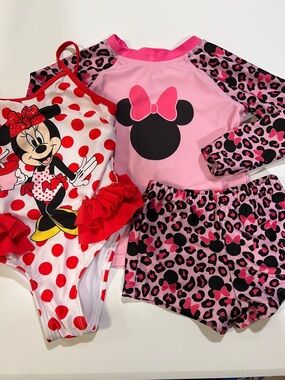 3T Minnie Mouse Pink & Red Swim Set - bundle of 2